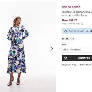 Topshop Floral Long Sleeve Maxi Dress - Blue and Purple